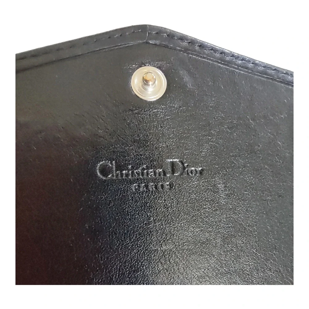 DIOR Black Leather Envelope Wallet Monogram Canvas Accessories Luxury Handbags